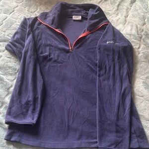 Columbia Navy Half-Zip Fleece with pink Accent